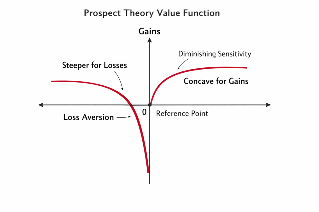 전망 이론 가치 함수 그래프와 손실 회피